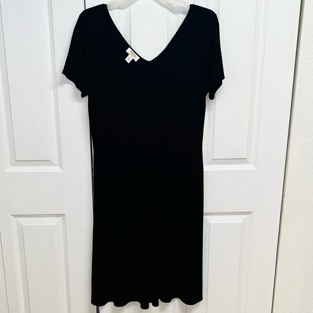 Talbots Black V-Neck Midi Dress
